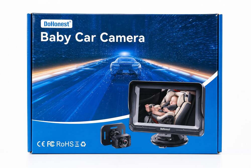 DoHonest 5-Inch HD 1080P Baby Car Camera 360-Degree Rotating Rear-Facing Monitor